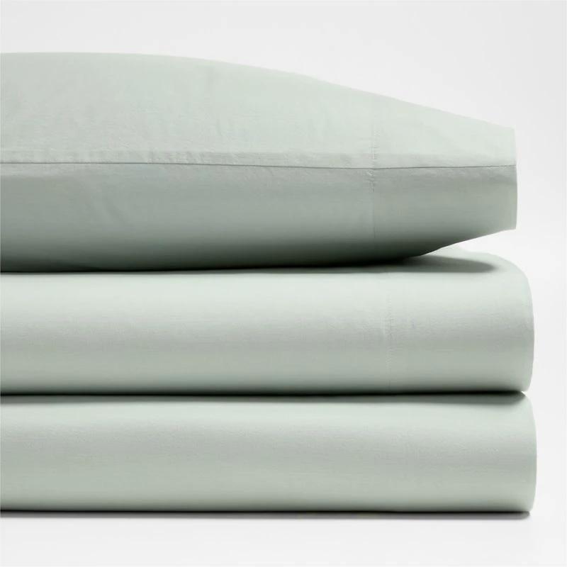 Cozy Cloud Muted Teal Washed Organic Cotton Kids Twin Sheet Set