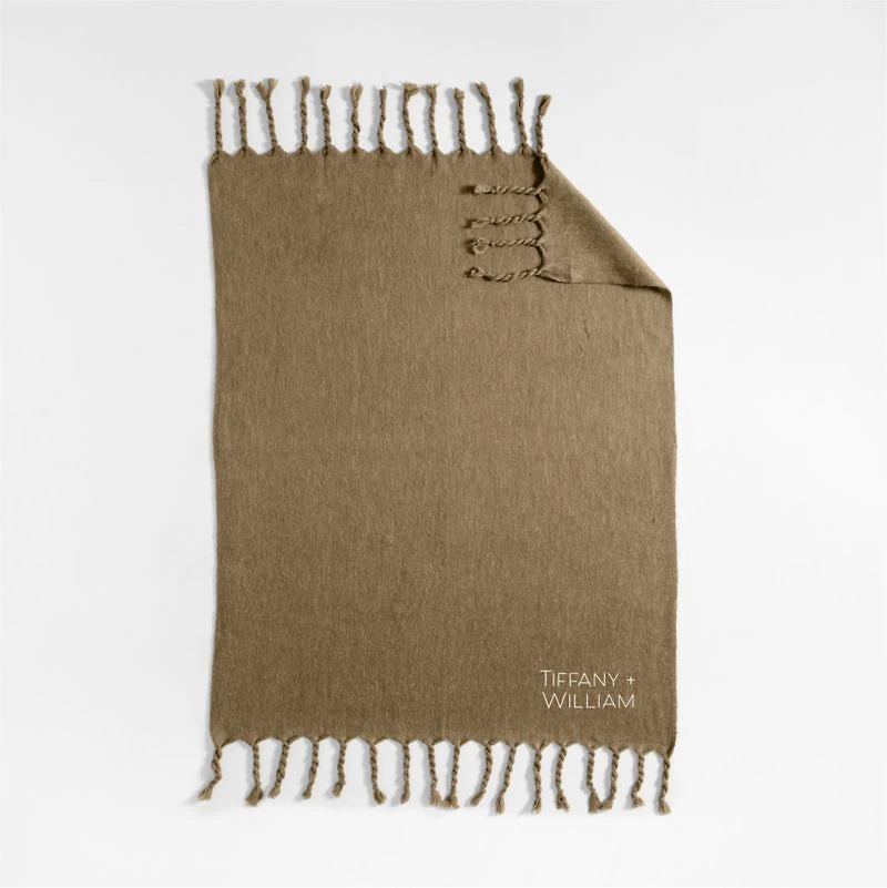 Cozy Fringe 70"x55" Camel Tan Throw Blanket