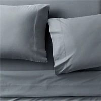 Cozy Cloud Slate Blue Washed Organic Cotton Kids Twin Sheet Set
