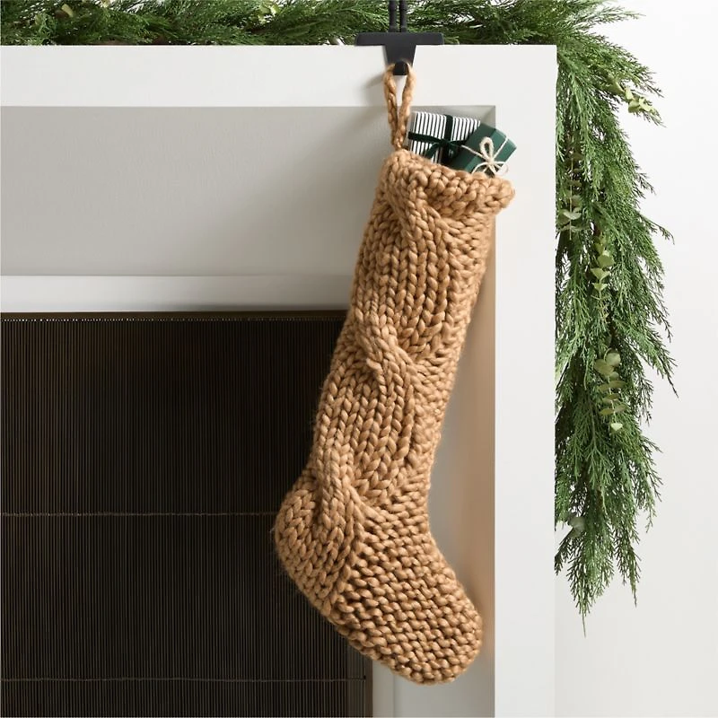 Tan Cozy Knit Christmas Stocking