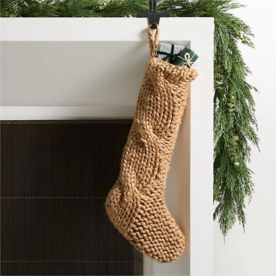 Tan Cozy Knit Christmas Stocking