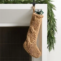 Tan Cozy Knit Christmas Stocking
