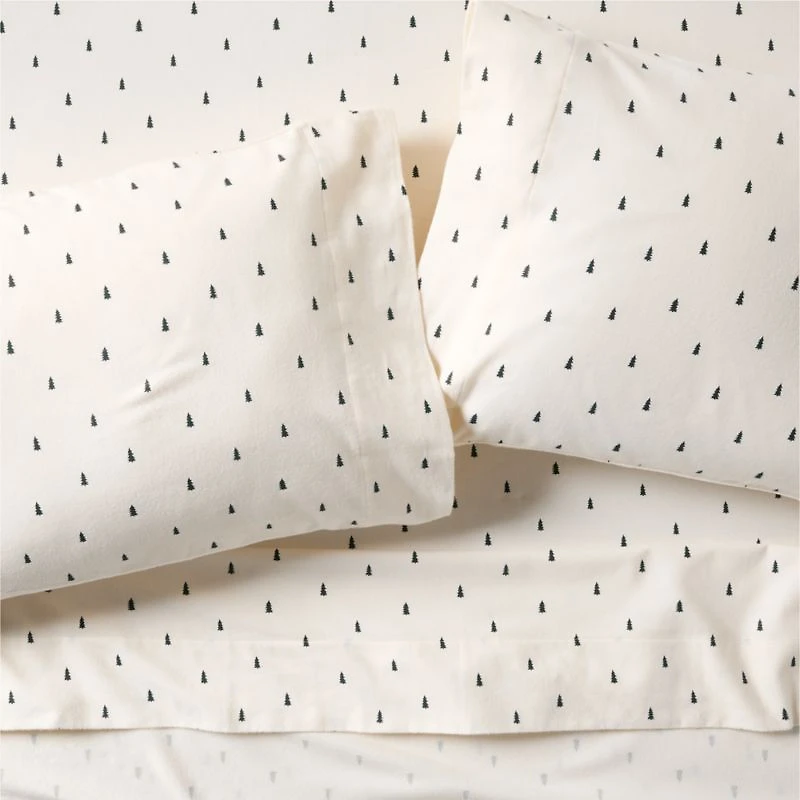 Cozysoft Organic Flannel Spruce Green Trees Twin/Twin XL Bed Sheet Set
