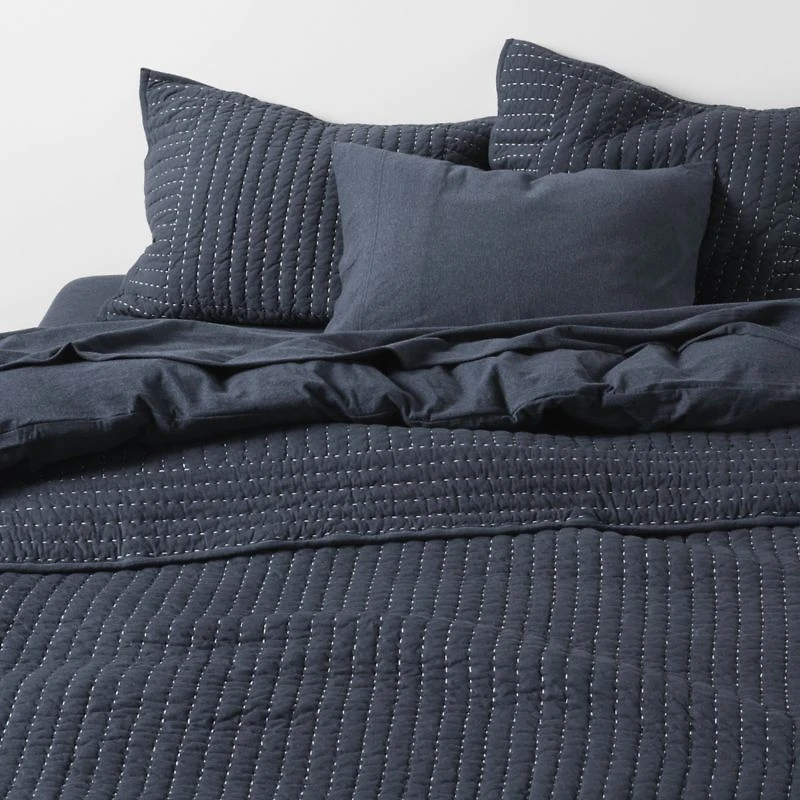 Cozysoft Organic Jersey Midnight Navy Blue King Quilt