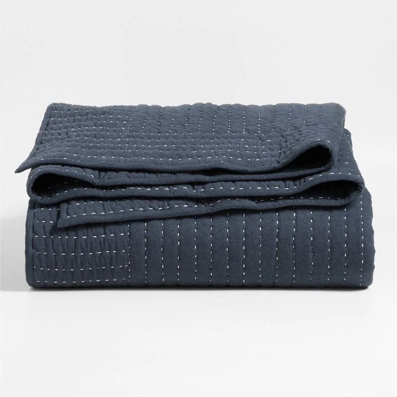Cozysoft Organic Jersey Midnight Navy Blue King Quilt