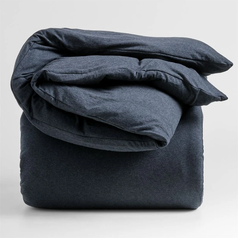 Cozysoft Organic Cotton Jersey Midnight Navy Blue Full/Queen Duvet Cover
