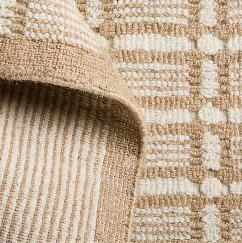 Copenhagen Jute Wool Blend Handwoven Plaid Ivory Area Rug 6'x9'
