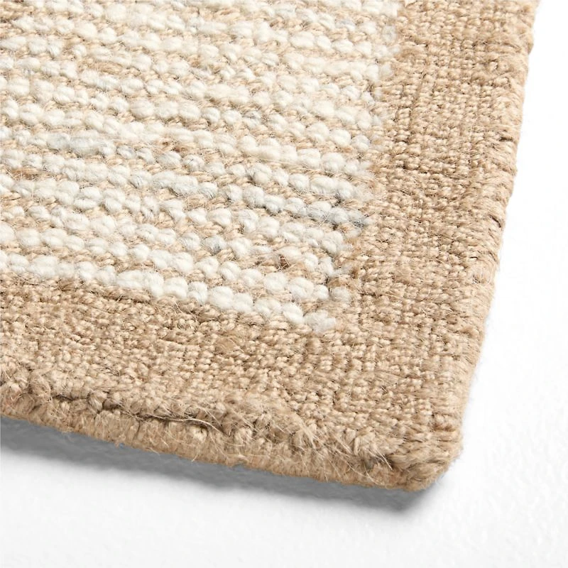 Copenhagen Jute Wool Blend Handwoven Plaid Ivory Area Rug 6'x9'