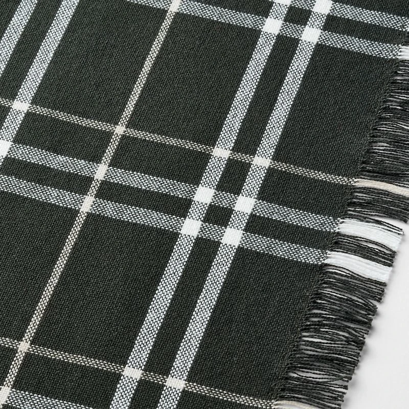 Craft 120" Green Plaid Organic Cotton Fringe Table Runner