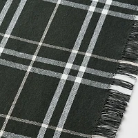 Craft 120" Green Plaid Organic Cotton Fringe Table Runner
