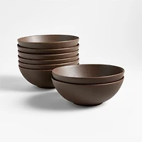 Craft Espresso Stoneware Cereal Bowls, Set of 8