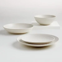 Craft Linen Cream Stoneware Low Bowl