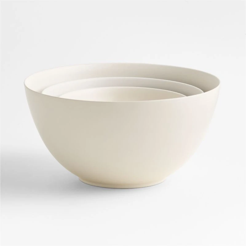 Craft Linen Cream Ceramic Mixing Bowl, Set of 3