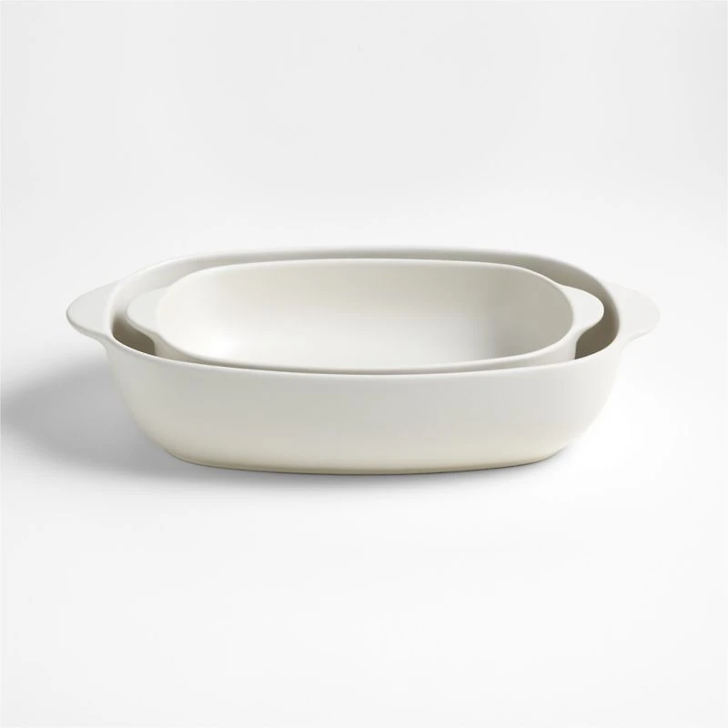 Craft Linen Cream 2-Piece Stoneware Bakers Set