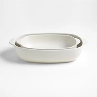 Craft Linen Cream 2-Piece Stoneware Bakers Set