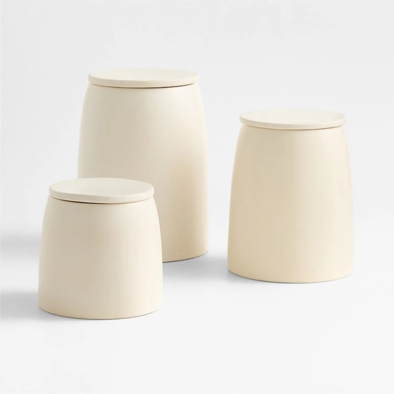 Craft Linen Cream Stoneware 86-oz. Large Canister