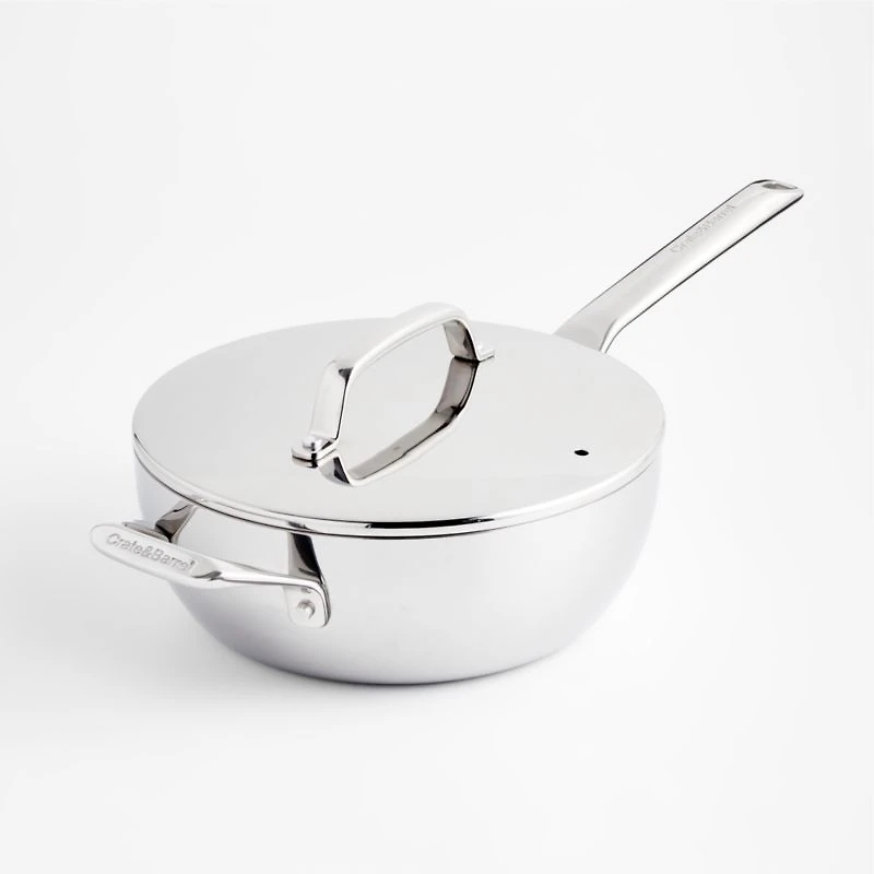 Crate & Barrel EvenCook Core ®  3.5 Qt. Stainless Steel Everyday Pan with Lid