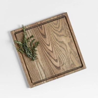 Crate & Barrel Grey Wash Face-Grain Cutting Board 16"x16"x0.75"
