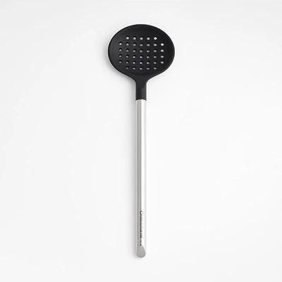 Crate & Barrel Black Silicone and Stainless Steel Slotted Spoon