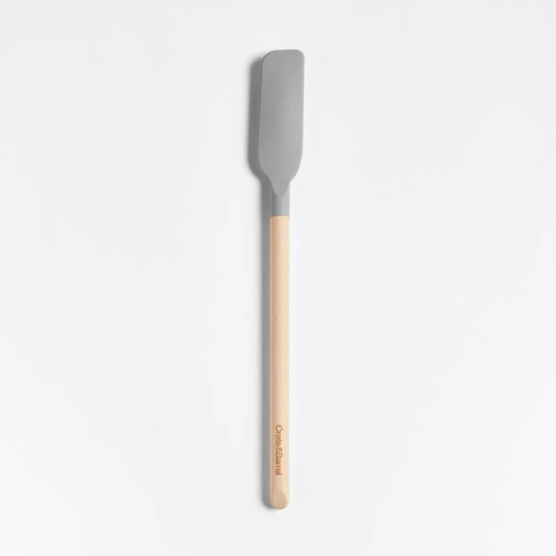 Crate & Barrel Wood and Grey Silicone Jar Scraper
