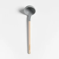 Crate & Barrel Wood and Grey Silicone Ladle