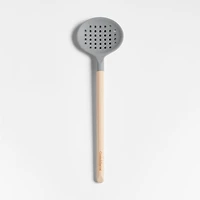 Crate & Barrel Wood and Silicone Slotted Spoon