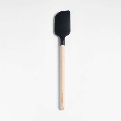 Crate & Barrel Black Silicone and Wood Scraper Spatula