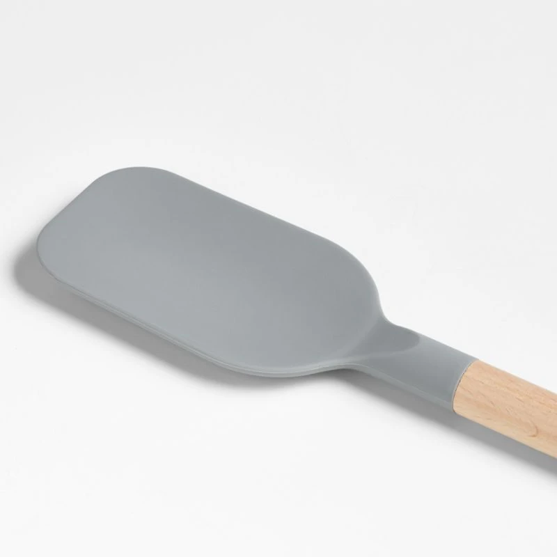 Crate & Barrel Wood and Grey Silicone Spoonula