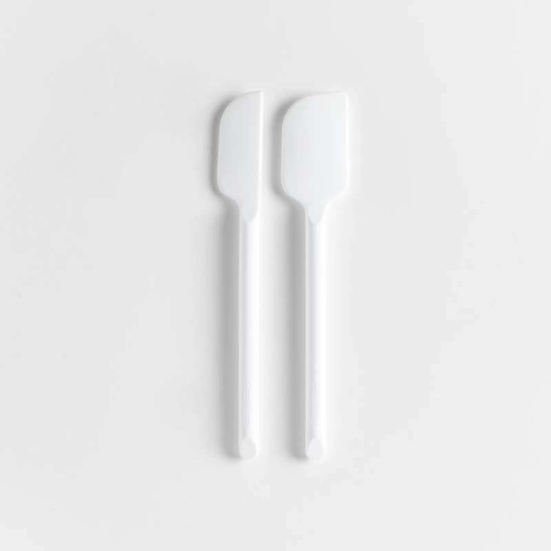 Crate & Barrel White Silicone Mini Scraper Spatulas, Set of 2