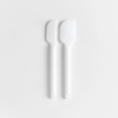 Crate & Barrel White Silicone Mini Scraper Spatulas, Set of 2