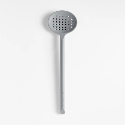 Crate & Barrel Grey Silicone Slotted Spoon