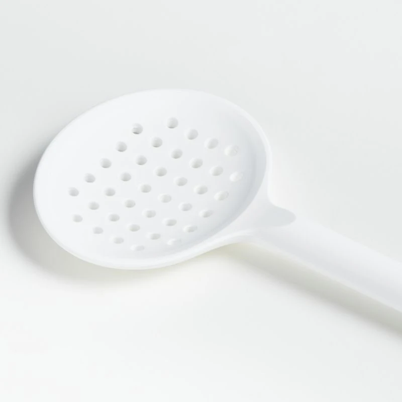Crate & Barrel White Silicone Slotted Spoon