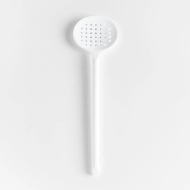Crate & Barrel White Silicone Slotted Spoon