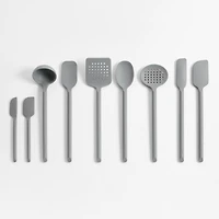 Crate & Barrel Grey Silicone Slotted Spoon