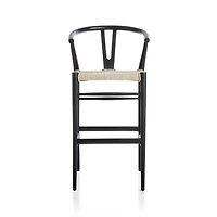 Crescent Black Wood Wishbone Counter Stool