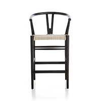 Crescent Black Wood Wishbone Counter Stool