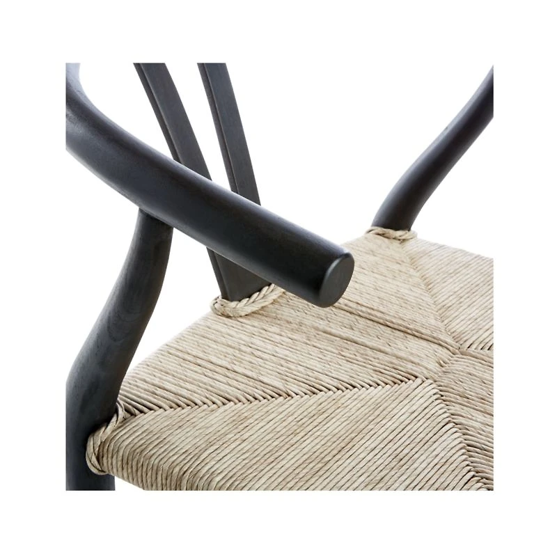 Crescent Black Wood Wishbone Counter Stool