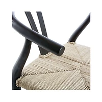 Crescent Black Wood Wishbone Counter Stool