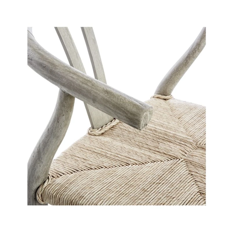 Crescent Weathered Grey Wood Wishbone Dining Chair