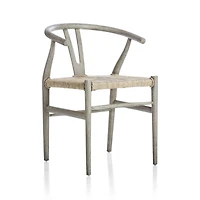 Crescent Weathered Grey Wood Wishbone Dining Chair