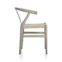 Crescent Weathered Grey Wood Wishbone Dining Chair