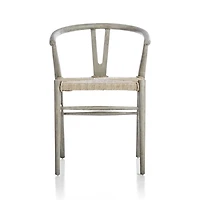 Crescent Weathered Grey Wood Wishbone Dining Chair