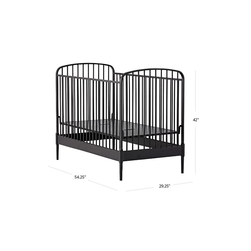 Larkin Black Metal Convertible Baby Crib