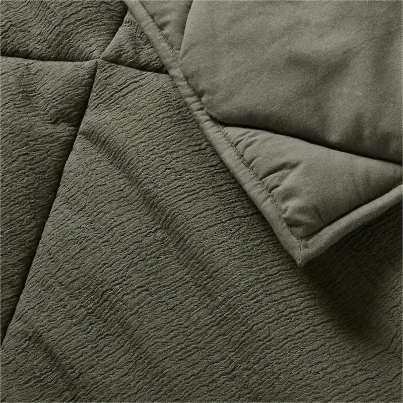 Cotton Crinkle Matelasse Burnt Green King Comforter