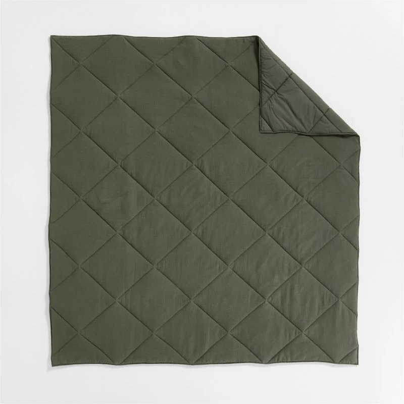 Cotton Crinkle Matelasse Burnt Green King Comforter