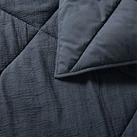 Cotton Crinkle Matelasse Midnight Navy Blue Full/Queen Comforter