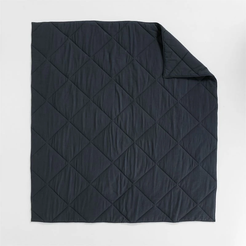Cotton Crinkle Matelasse Midnight Navy Blue Full/Queen Comforter