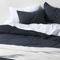 Cotton Crinkle Matelasse Midnight Navy Blue Full/Queen Comforter