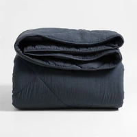 Cotton Crinkle Matelasse Midnight Navy Blue Full/Queen Comforter