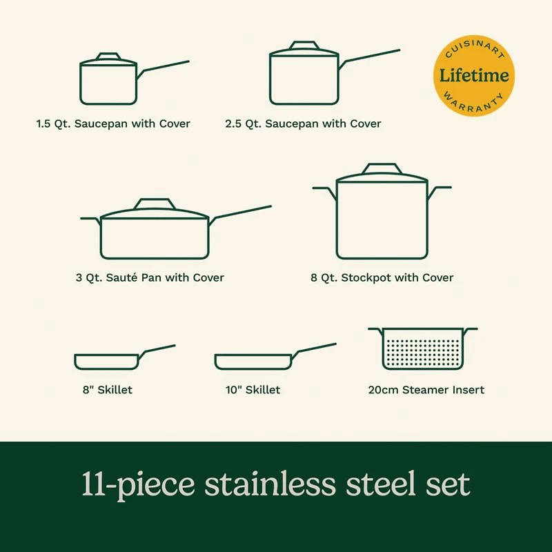 Cuisinart ® Chef's Classic™ 11-Piece Stainless Steel Cookware Set